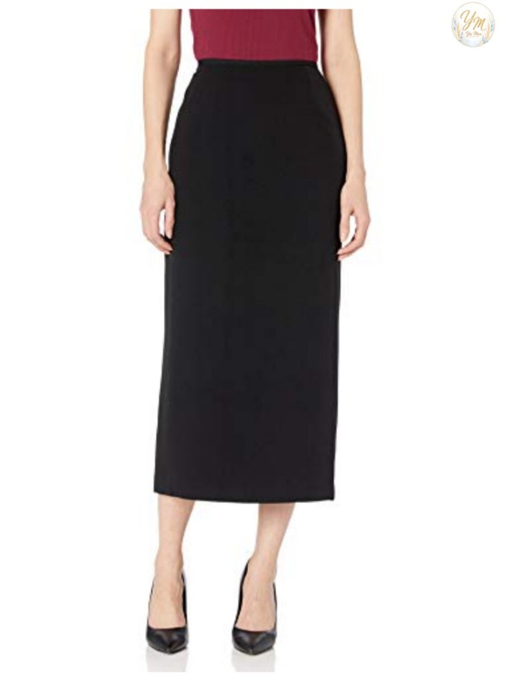 Stretch Crepe Column Long-Length Wear to Work Skirt for Business Office